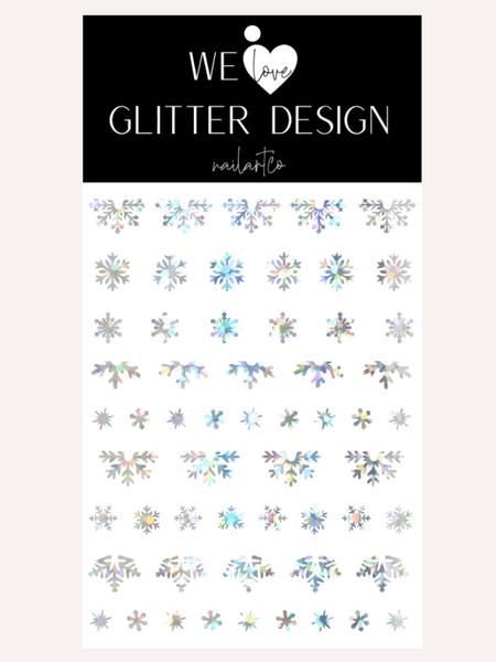 Snowflake Variety (Design 2) Nail Decal | Holo Sparkle // Silver