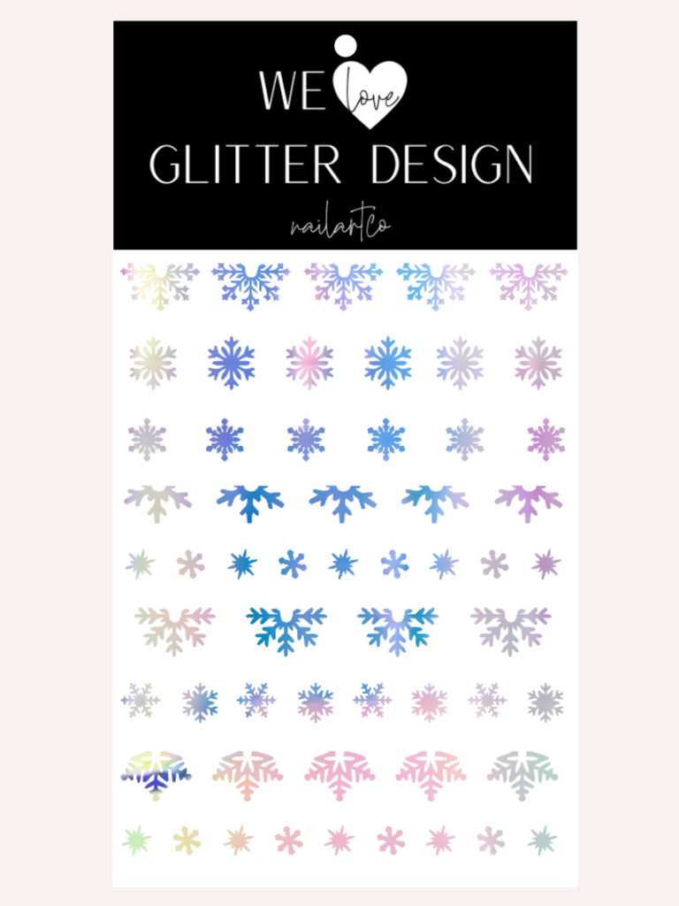 Snowflake Variety (Design 2) Nail Decal | Opal // White