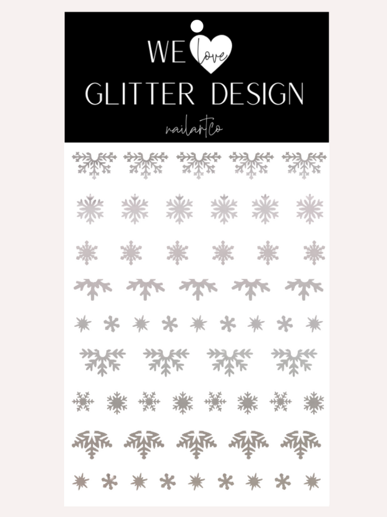 Snowflake Variety (Design 2) Nail Decal | Chrome // Silver