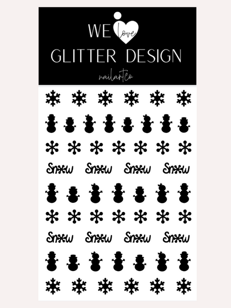 Winter Snowman Nail Decal | Black