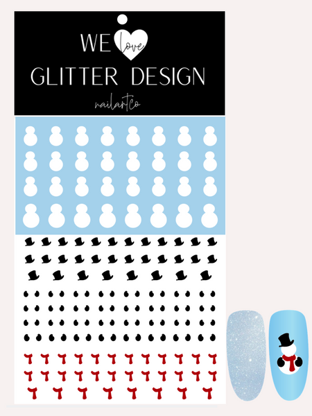 Build A Snowman Nail Decal | Red Scarf