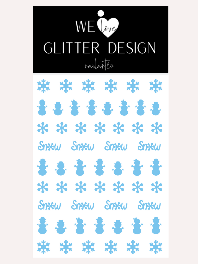 Winter Snowman Nail Decal | Ice Blue