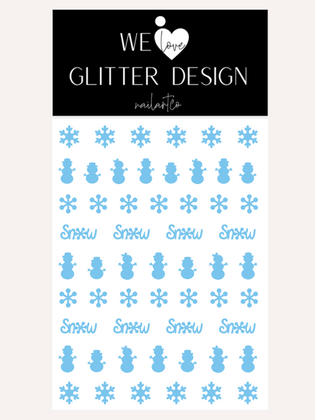 Winter Snowman Nail Decal | Ice Blue