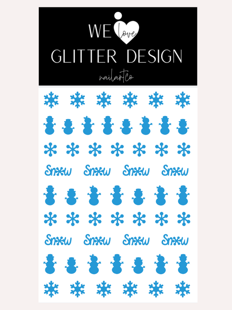 Winter Snowman Nail Decal | Light Blue