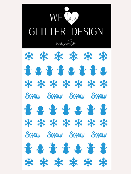Winter Snowman Nail Decal | Light Blue