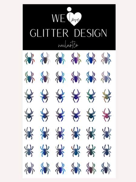 Spiders Large Nail Decal | Holographic Rainbow // Dark Grey