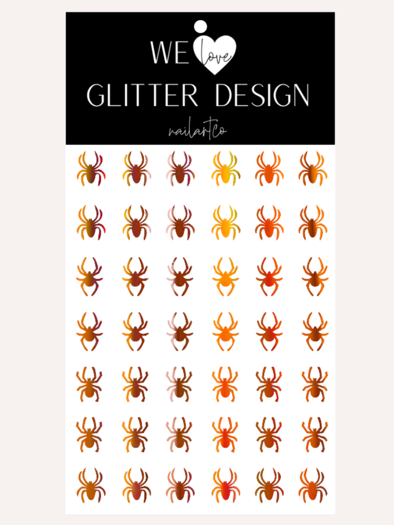 Spiders Large Nail Decal | Holographic Rainbow // Orange