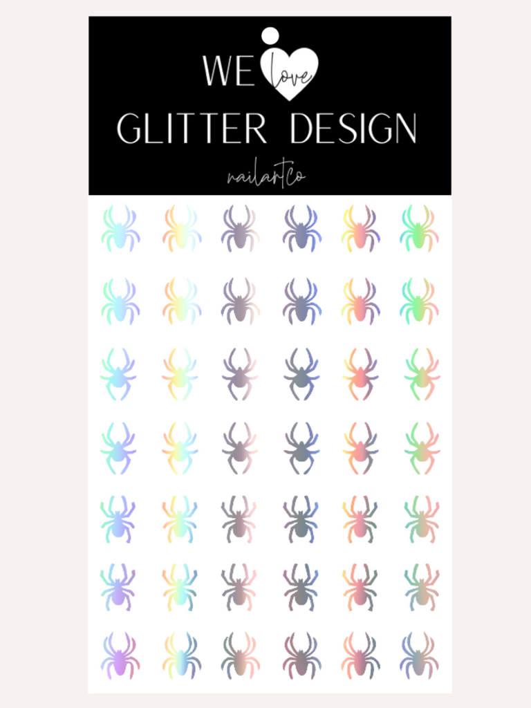 Spiders Large Nail Decal | Holographic Rainbow // Silver