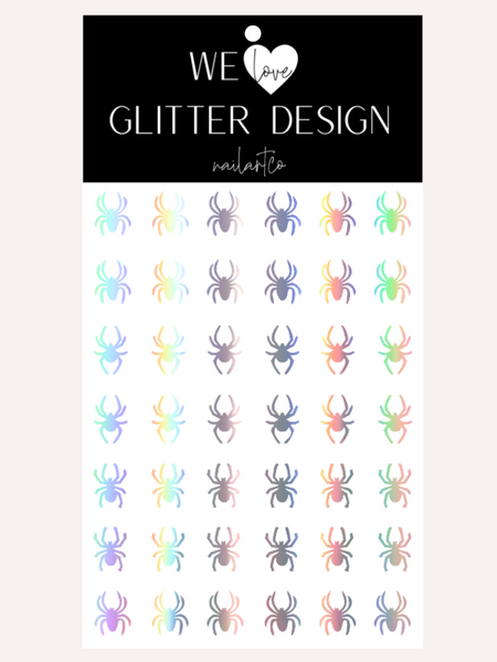Spiders Large Nail Decal | Holographic Rainbow // Silver