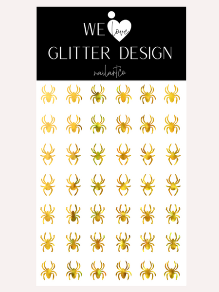 Spiders Large Nail Decal | Holographic Sparkle // Gold