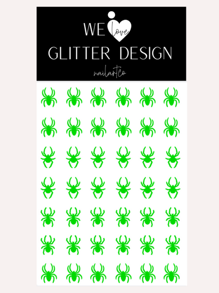 Spiders Large Nail Decal | Neon Green