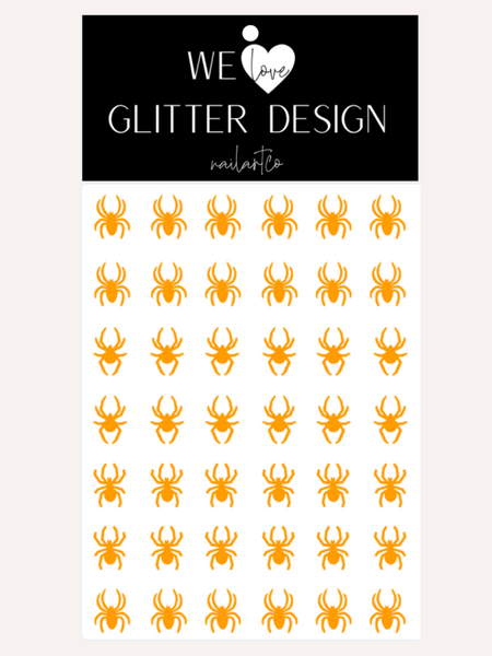 Spiders Large Nail Decal | Neon Light Orange