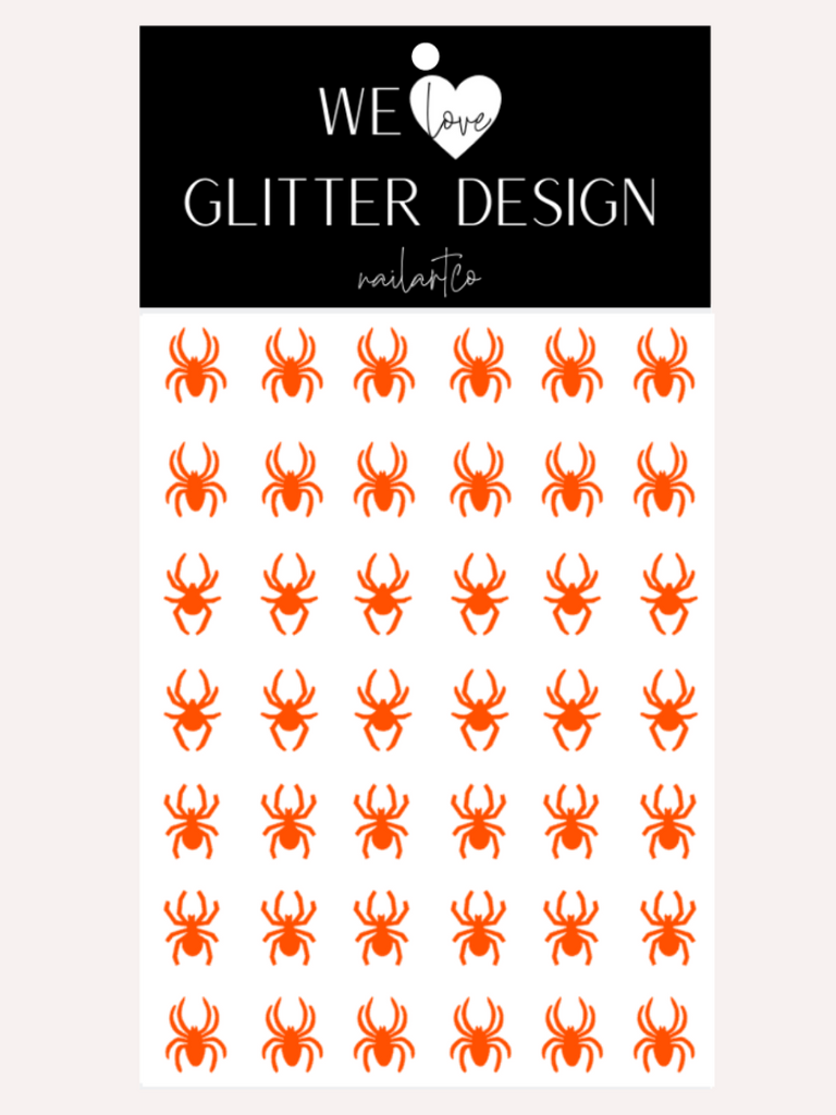 Spiders Large Nail Decal | Neon Orange