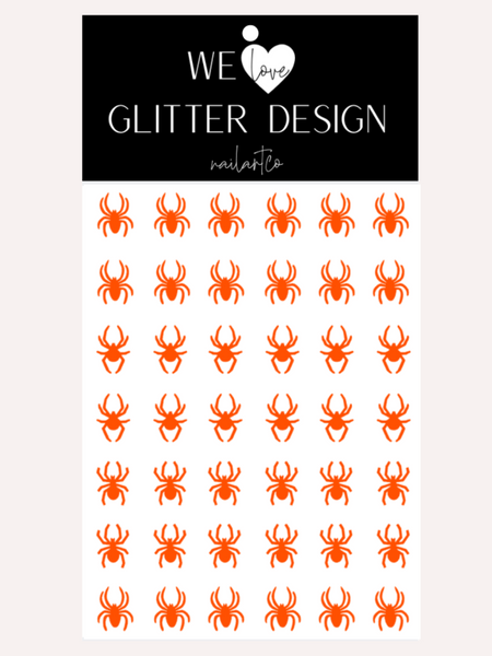 Spiders Large Nail Decal | Neon Orange