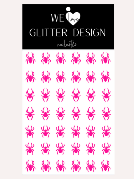 Spiders Large Nail Decal | Neon Pink