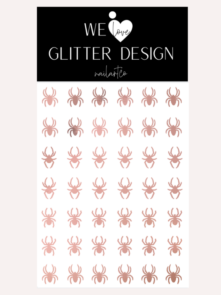 Spiders Large Nail Decal | Rose Gold Chrome