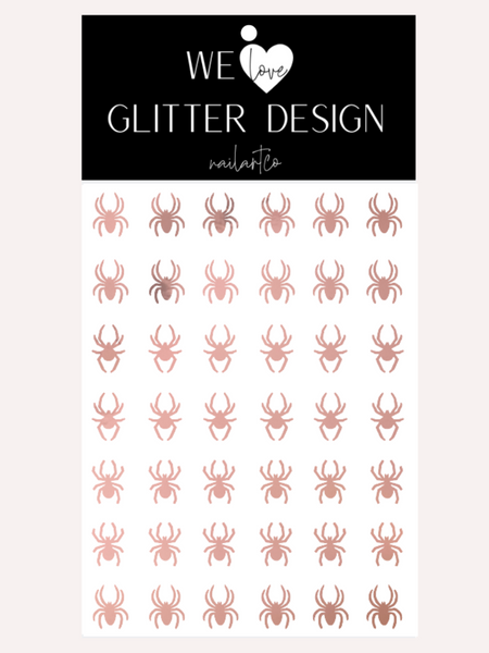 Spiders Large Nail Decal | Rose Gold Chrome