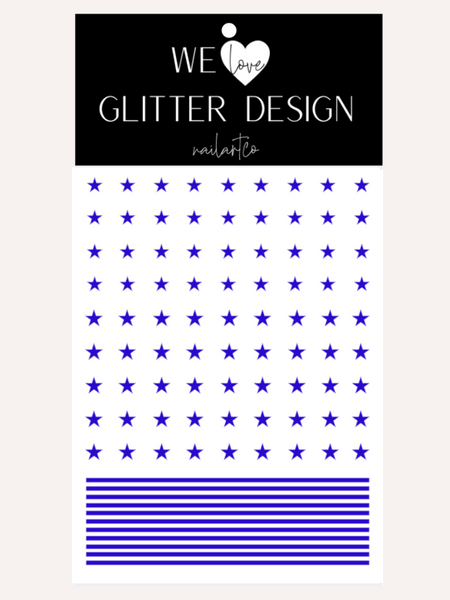 Small Stars & Stripes Nail Decal | Brilliant Blue