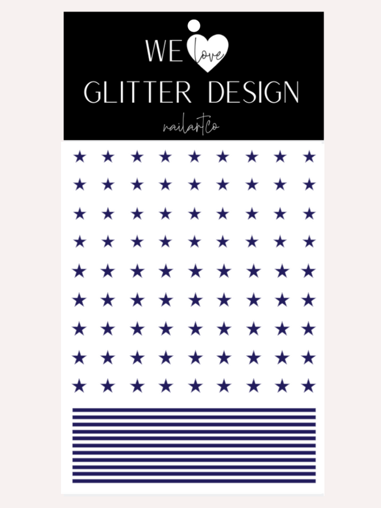Small Stars & Stripes Nail Decal | Cobalt Blue