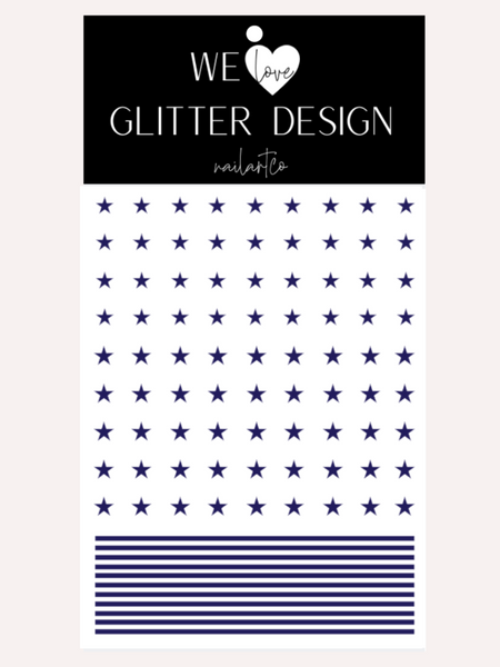 Small Stars & Stripes Nail Decal | Cobalt Blue