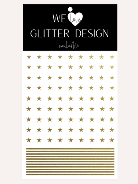Small Stars & Stripes Nail Decal | Gold Shimmer