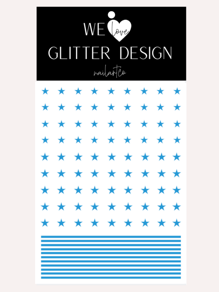 Small Stars & Stripes Nail Decal | Light Blue