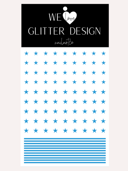 Small Stars & Stripes Nail Decal | Light Blue