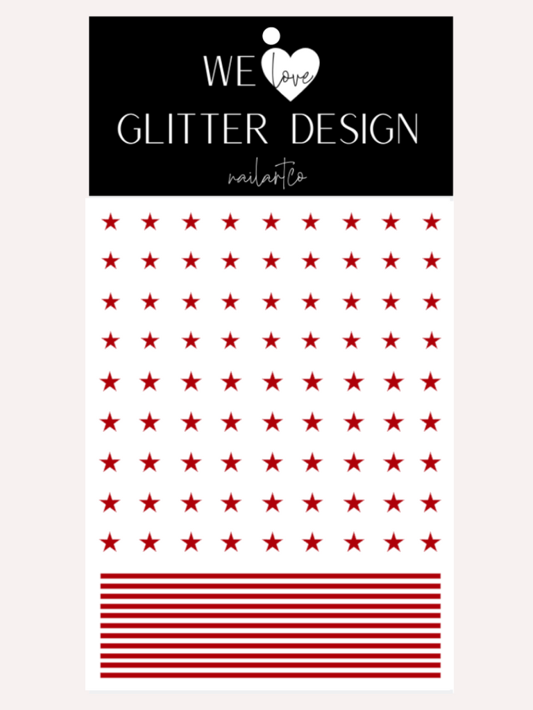 Small Stars & Stripes Nail Decal | Red