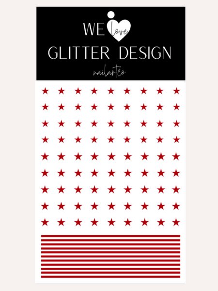 Small Stars & Stripes Nail Decal | Red