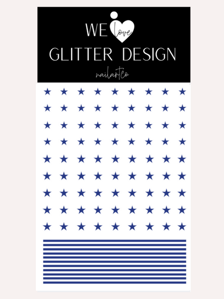 Small Stars & Stripes Nail Decal | Blue