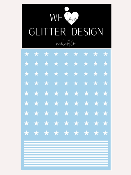 Small Stars & Stripes Nail Decal | White
