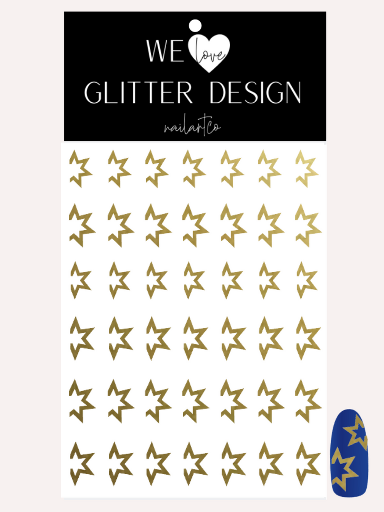 Starburst Sidewall Star Nail Decal | Gold Shimmer