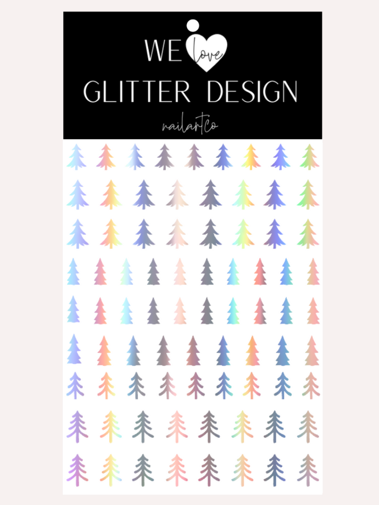 Oh Christmas Tree Nail Decal | Holographic Rainbow // Silver