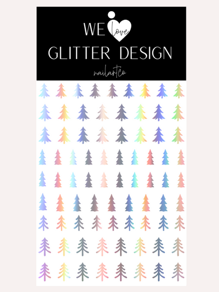 Oh Christmas Tree Nail Decal | Holographic Rainbow // Silver