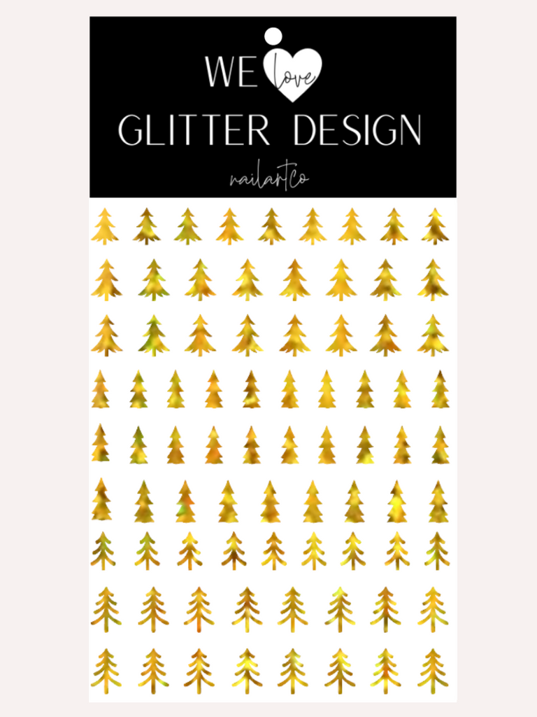 Oh Christmas Tree Nail Decal | Holo Sparkle // Gold