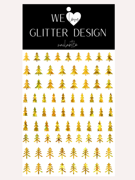 Oh Christmas Tree Nail Decal | Holo Sparkle // Gold
