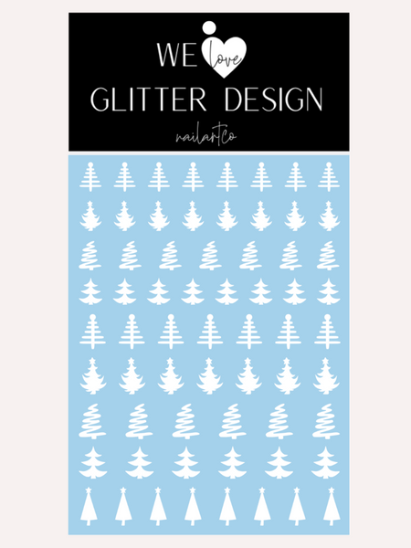 Christmas Tree Nail Decal | White