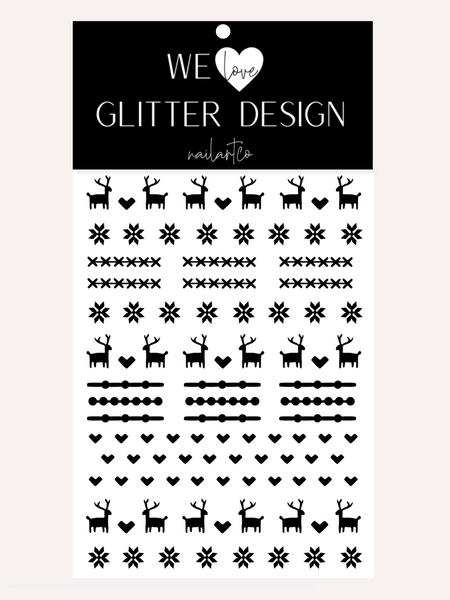 Ugly Sweater DEER DESIGN 1 Nail Decal | Black