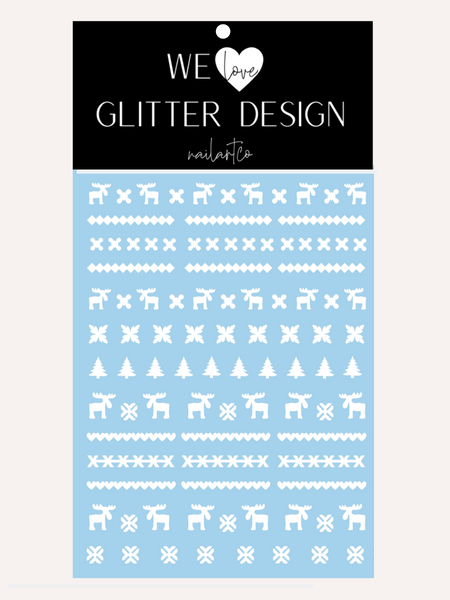 Ugly Sweater MOOSE DESIGN 1 Nail Decal | White