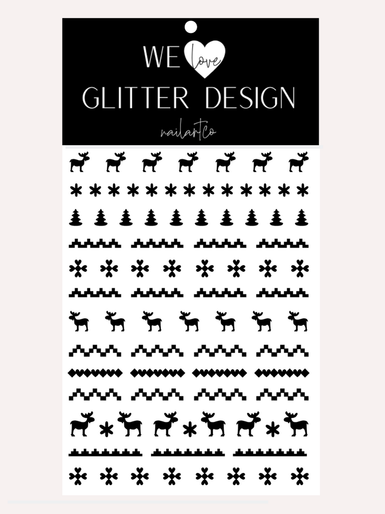 Ugly Sweater MOOSE DESIGN 2 Nail Decal | Black