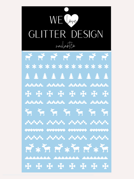 Ugly Sweater MOOSE DESIGN 2 Nail Decal | White