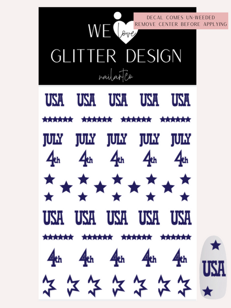 4th of July Nail Decal | Cobalt Blue