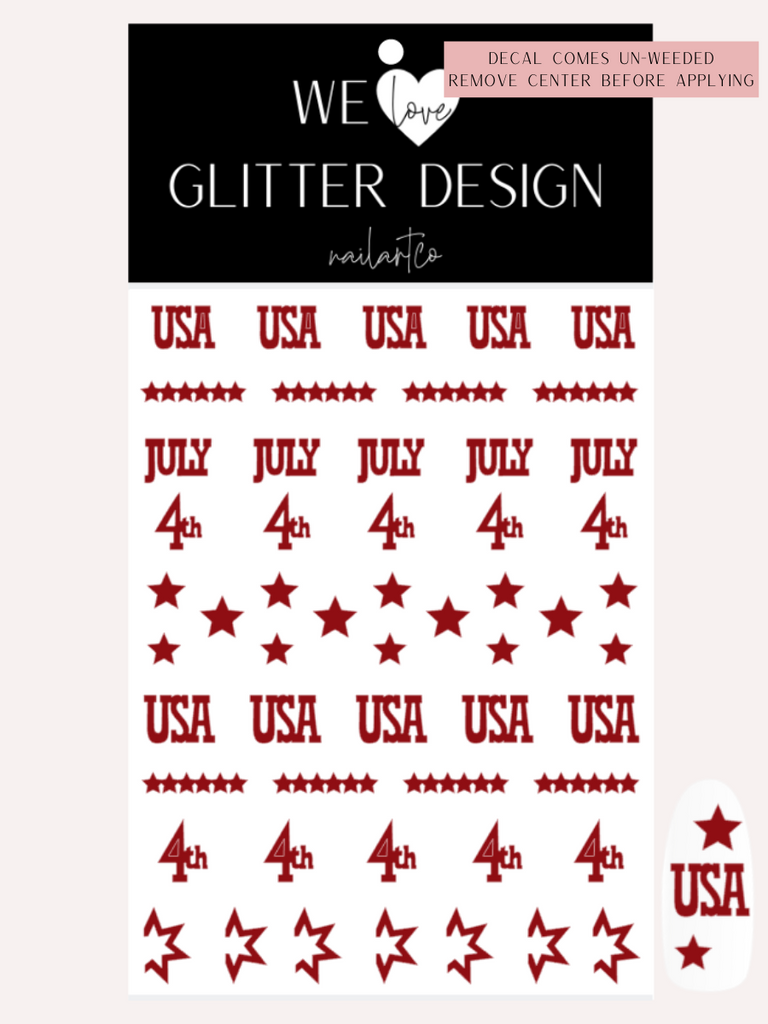 4th of July Nail Decal | Dark Red