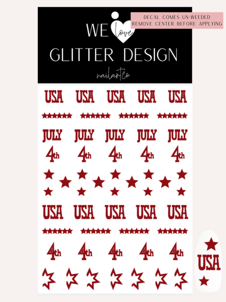 4th of July Nail Decal | Dark Red
