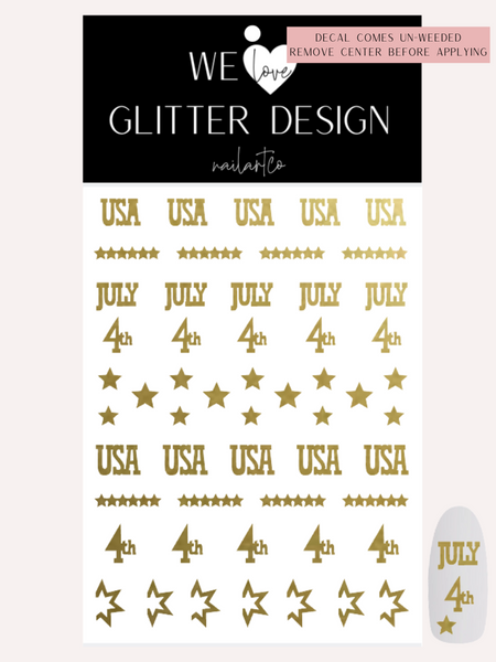 4th of July Nail Decal | Gold Shimmer