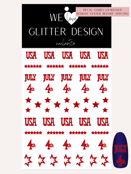 4th of July Nail Decal | Red