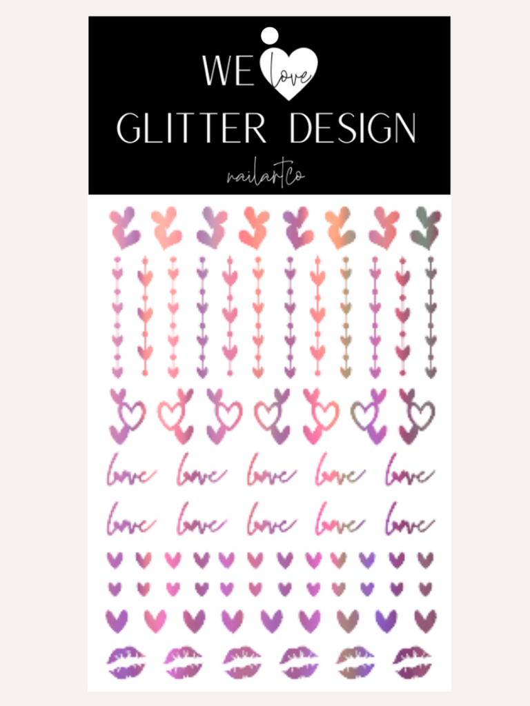 Valentine Variety Nail Decal | Holographic Rainbow // Rose Pink