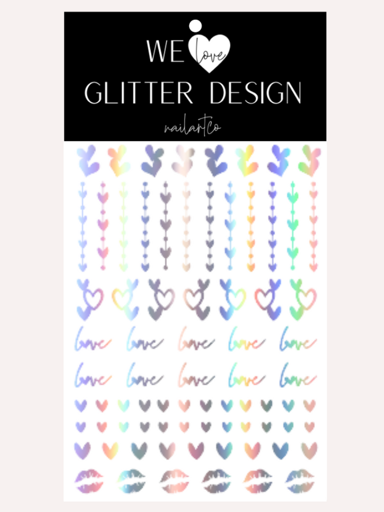 Valentine Variety Nail Decal | Holographic Rainbow // Silver