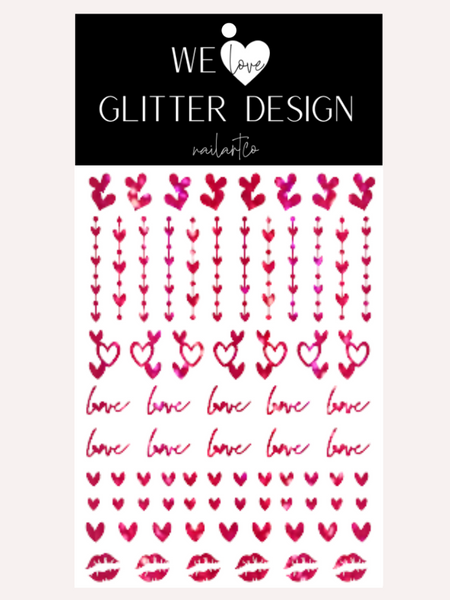 Valentine Variety Nail Decal | Holo Sparkle // Fuchsia