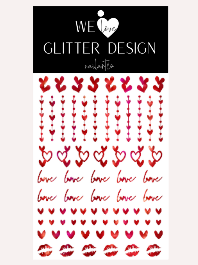 Valentine Variety Nail Decal | Holo Sparkle // Red